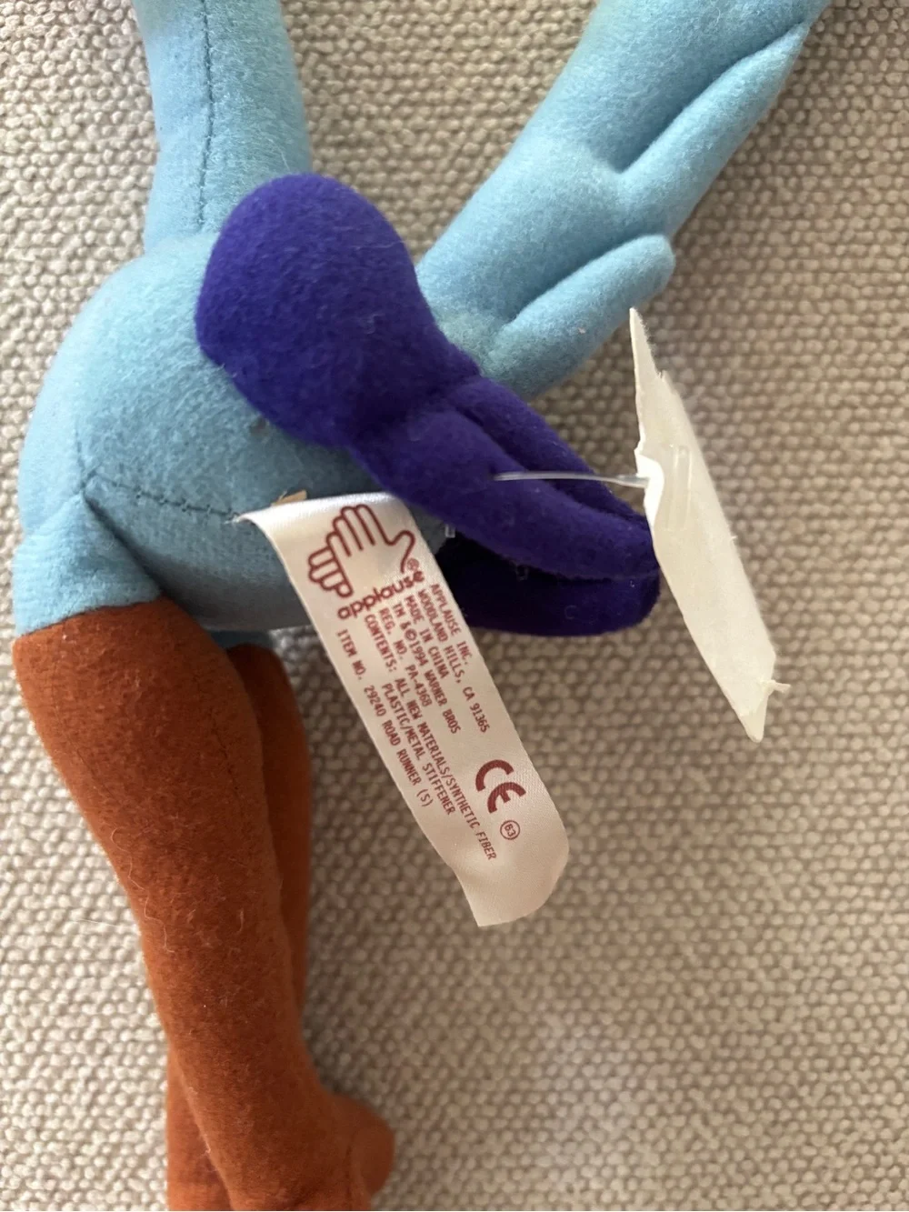 1994 Road Runner Posable Plush Stuffed Toy Vtg 14” Applause Looney Tunes NWT